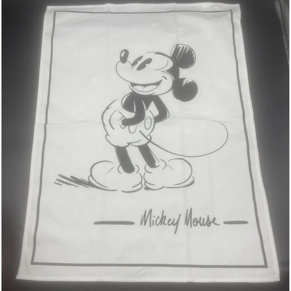 Disney Store MICKEY MOUSE Tea‎ Towels Black & White Sketch Kitchen Set Of 2